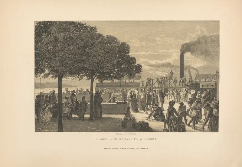 Ångbåtens avgång från Luzern av Theodor Gsell Fels