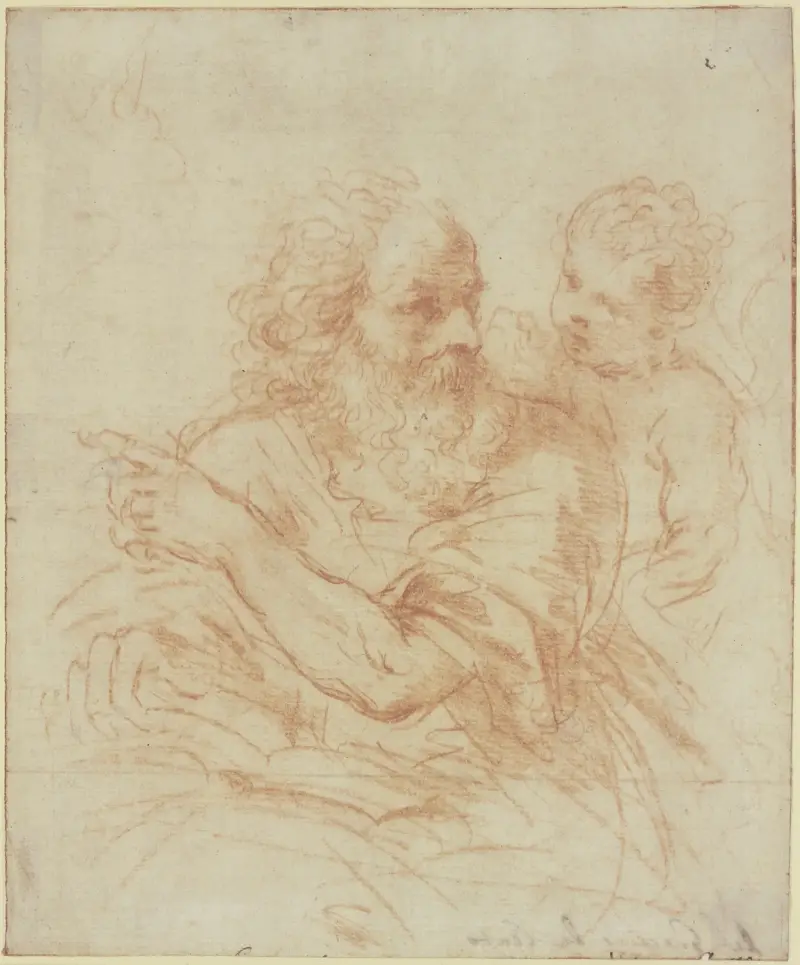 Den helige Hieronymus med en ängel av Guercino