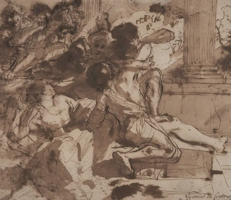 Simson von den Philistern gefangen genommen von Guercino
