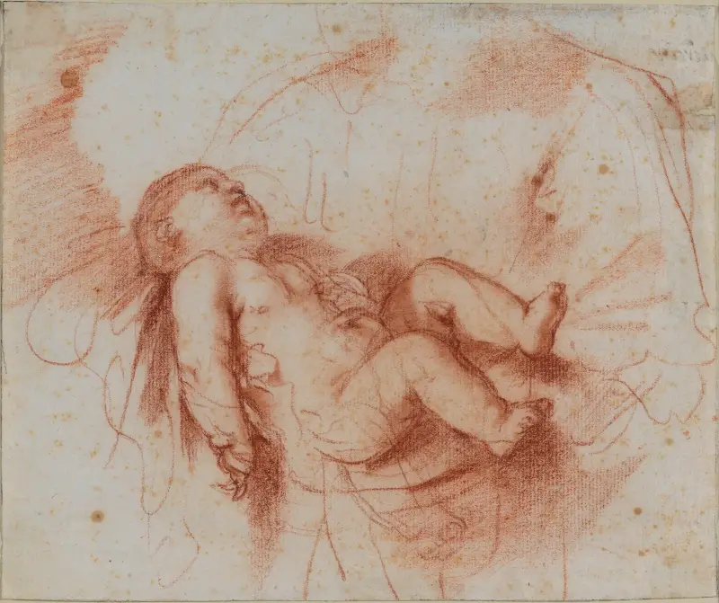 Studie av Jesusbarnet som hålls av den helige Simeon av Guercino