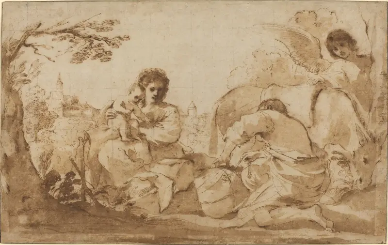 Vilan under flykten till Egypten av Guercino