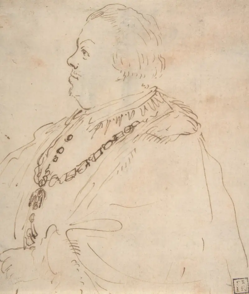 Portrét muže s řádem Zlatého rouna, z profilu doleva, Guercino
