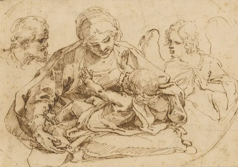 Den heliga familjen med en ängel av Guido Reni