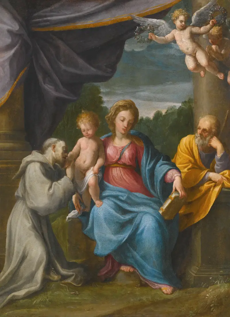 Den heliga familjen med Franciskus av Guido Reni