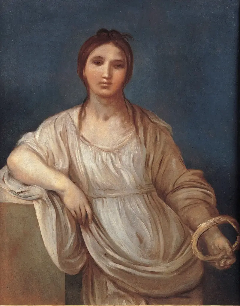 Porträtt av flicka med krona av Guido Reni