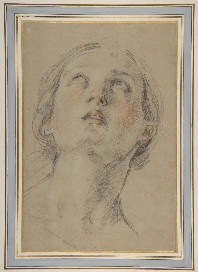 Kvinnohuvud sett uppåt (Judit) av Guido Reni