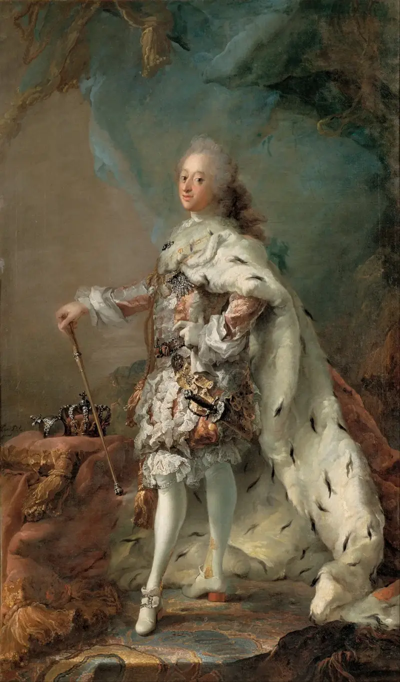 Porträtt av Frederik V i smörjelseklädnad av Carl Gustaf Pilo