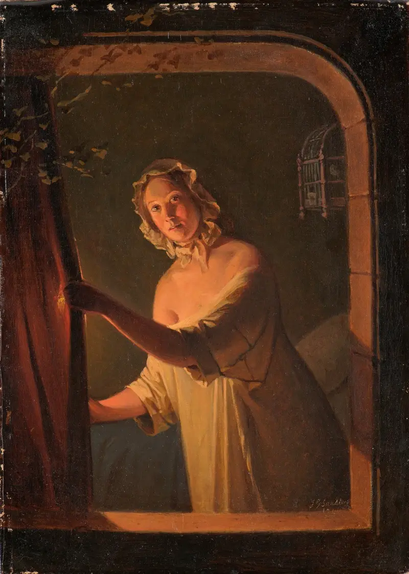 Girl by candlelight av Johan Gustaf Sandberg