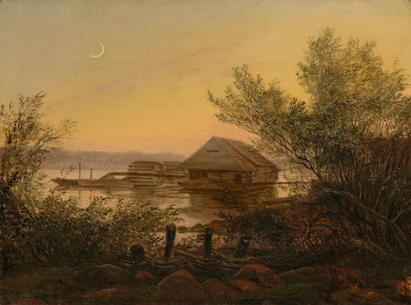 Skeppskvarn vid Elbe nära Dresden av Carl Gustav Carus