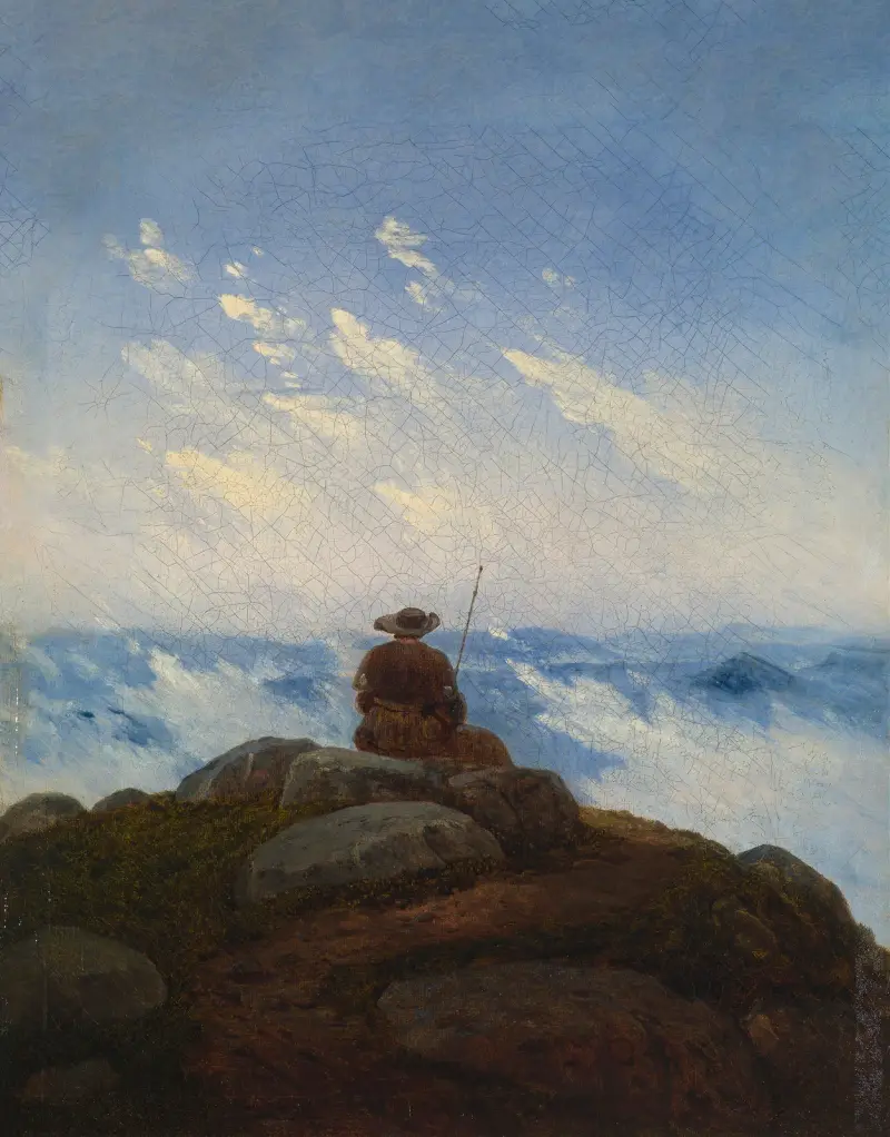 Wędrowiec na szczycie góry, Carl Gustav Carus
