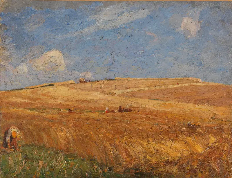 Landskap med kornfält av Gustav Kampmann
