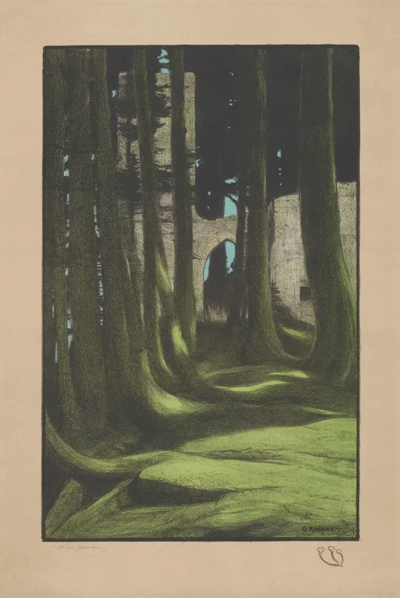 Ruinen im Wald von Gustav Kampmann