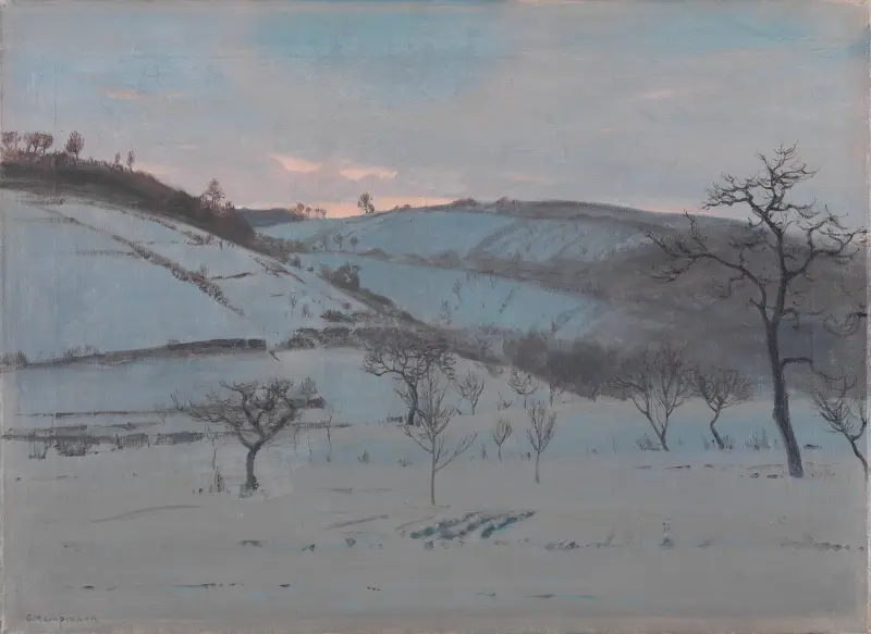 Wintermorgen bei Grötzingen von Gustav Kampmann