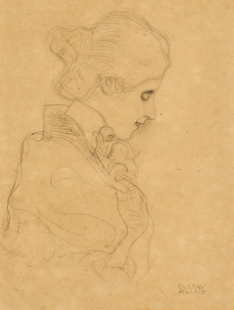A Lady in Profile to the right av Gustav Klimt