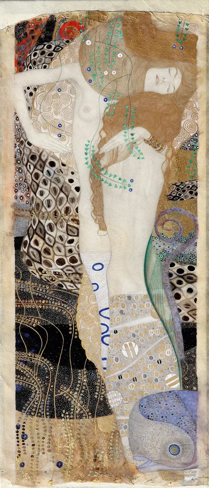 Přítelkyně (Vodní hadi I), Gustav Klimt