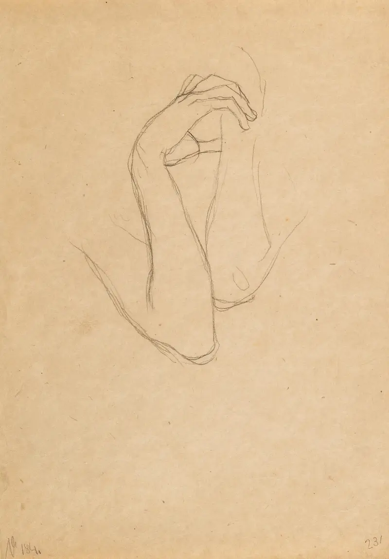 Hand and arm studies for ‘Die Künste’ in ‘Beethovenfries’ av Gustav Klimt