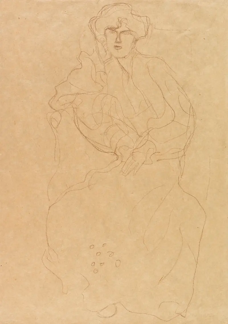 Im Lehnstuhl Sitzende von vorne, 1904 – nr 2 av Gustav Klimt
