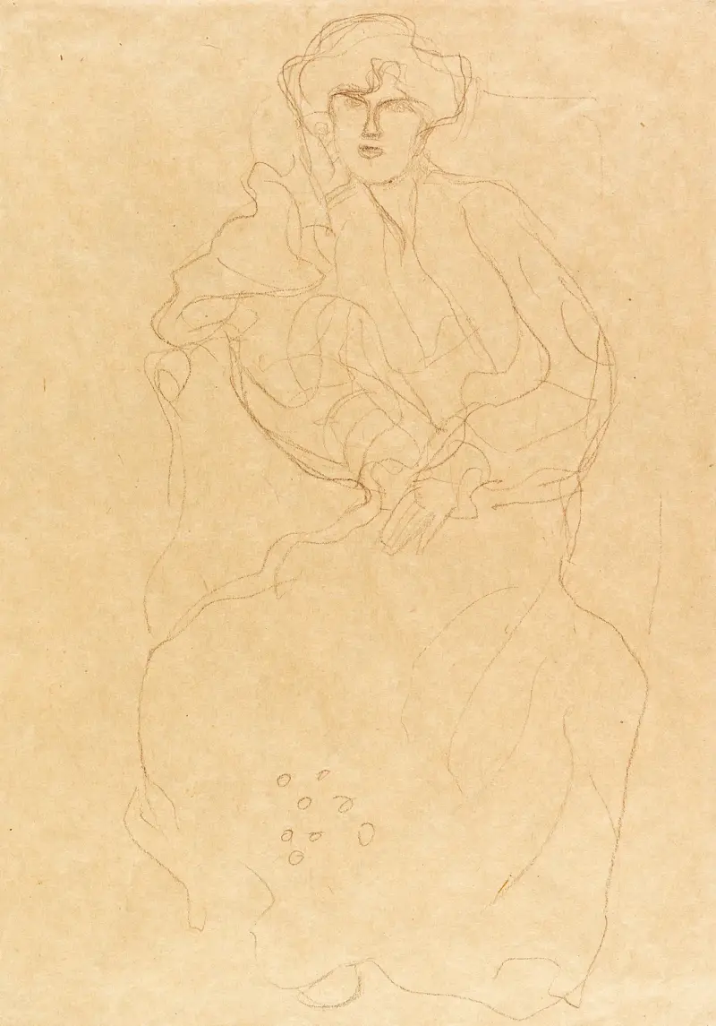 Im Lehnstuhl Sitzende von vorne, 1904 – nr 1 av Gustav Klimt