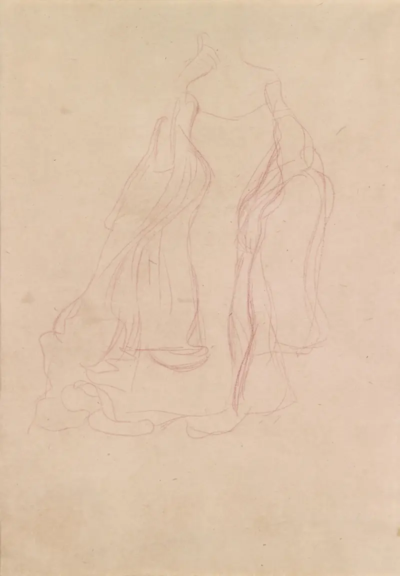 Kostümstudie von vorne av Gustav Klimt