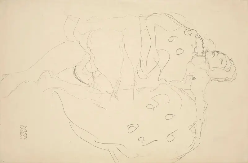 Liebespaar nach rechts av Gustav Klimt