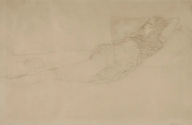 Liegender Halbakt nach rechts, 1904 av Gustav Klimt