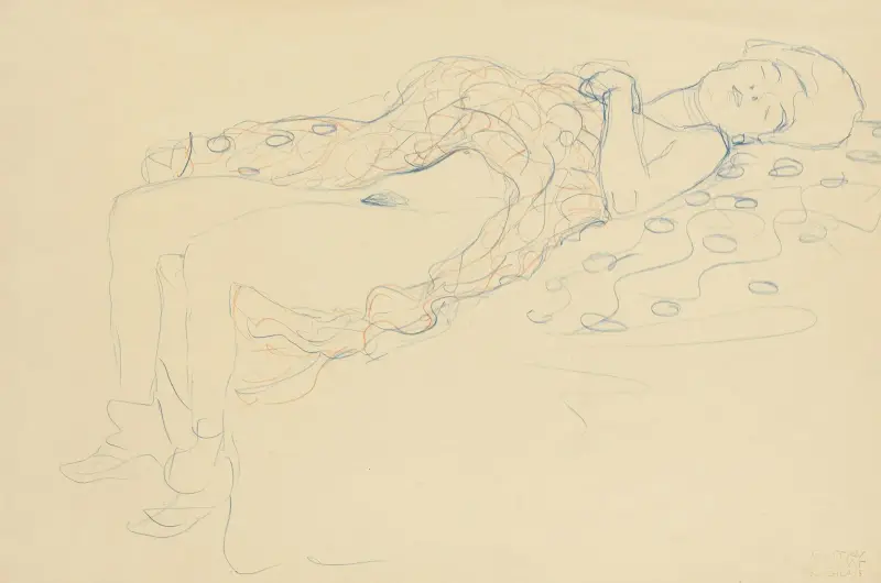 Liegender Halbakt nach rechts (Reclining Semi-Nude Facing Right) – nr 1 av Gustav Klimt