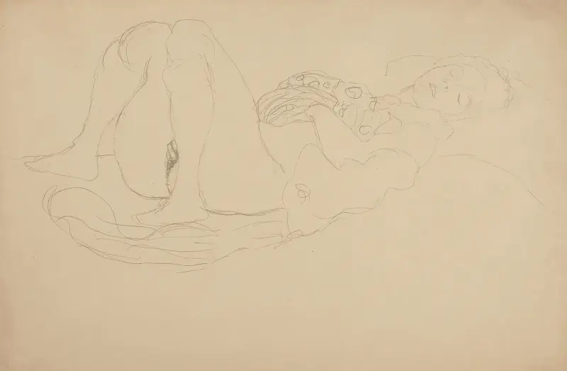 Liegender Halbakt nach rechts, 1912 – nr 1 av Gustav Klimt