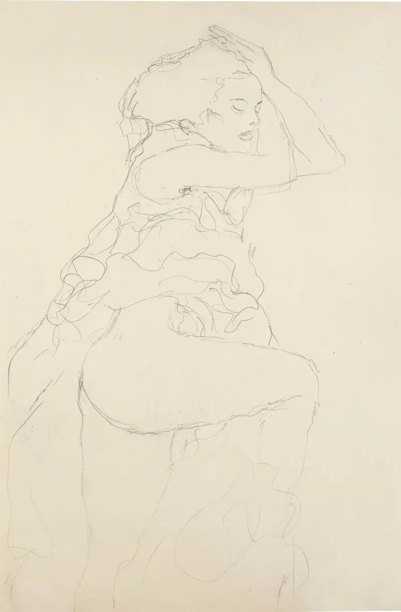 Nach rechts (Halbnackt nach rechts) von Gustav Klimt