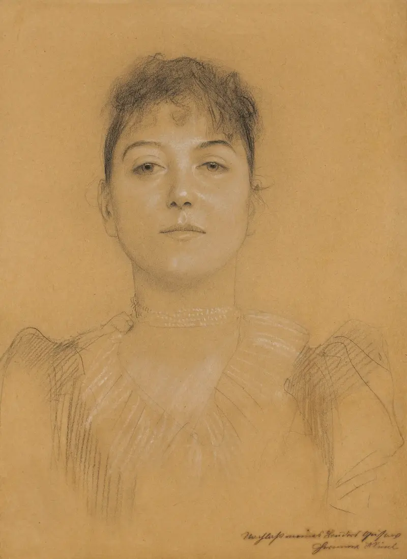 Porträt einer Frau av Gustav Klimt