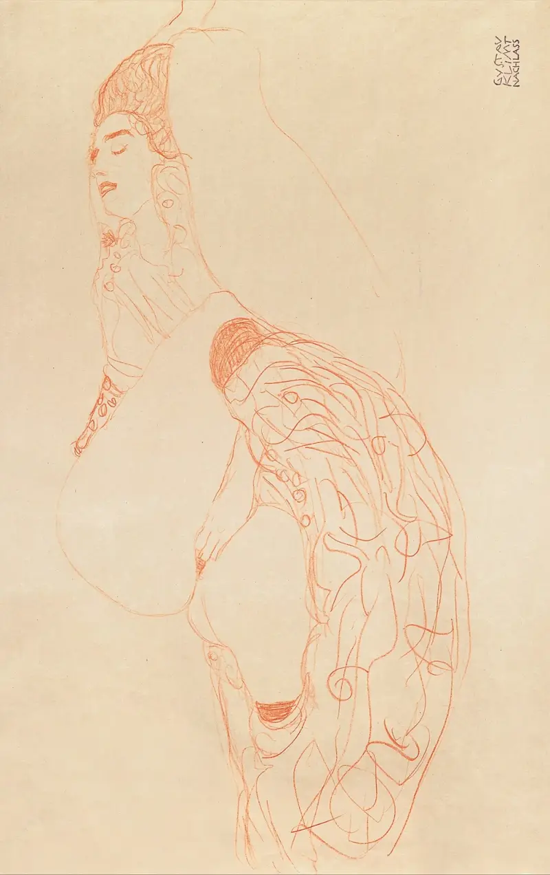 Leżąca półnaga (masturbująca się), Gustav Klimt