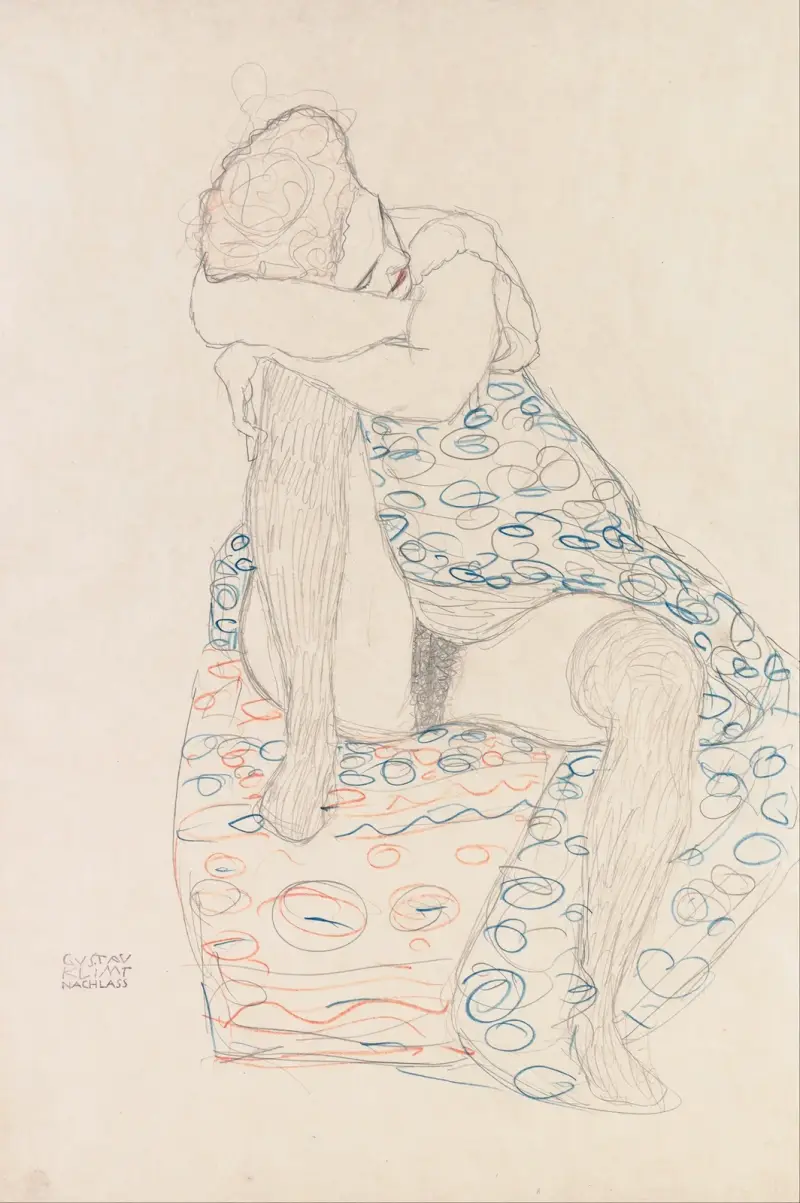 Seated Figure with Gathered up Skirt av Gustav Klimt