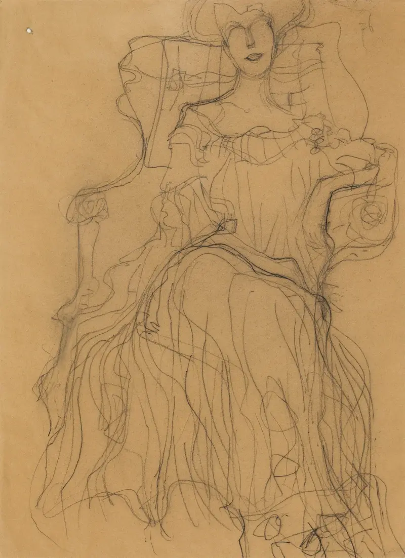 Sedící zepředu, Gustav Klimt