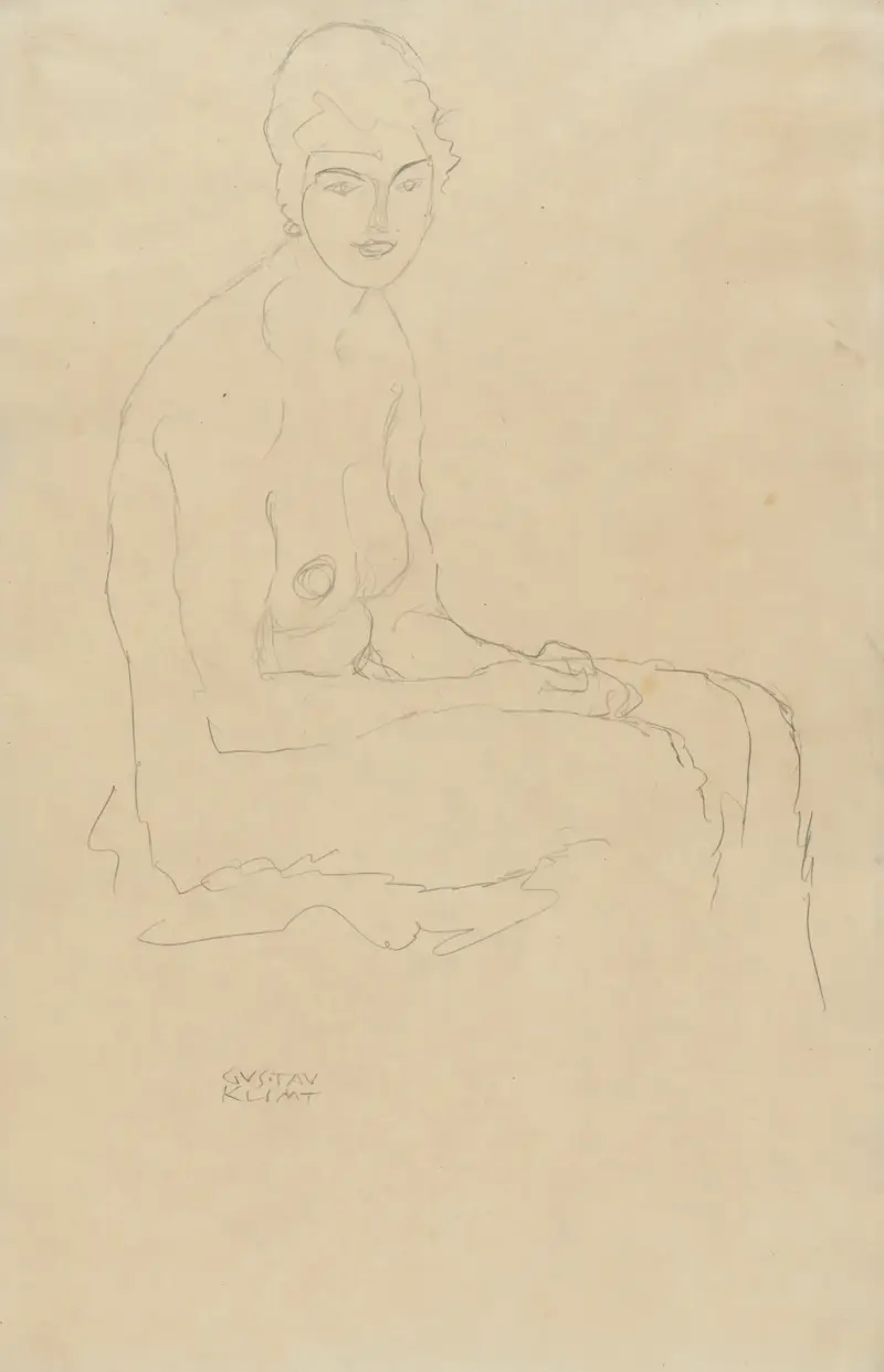 Sedící akt, 1916, Gustav Klimt