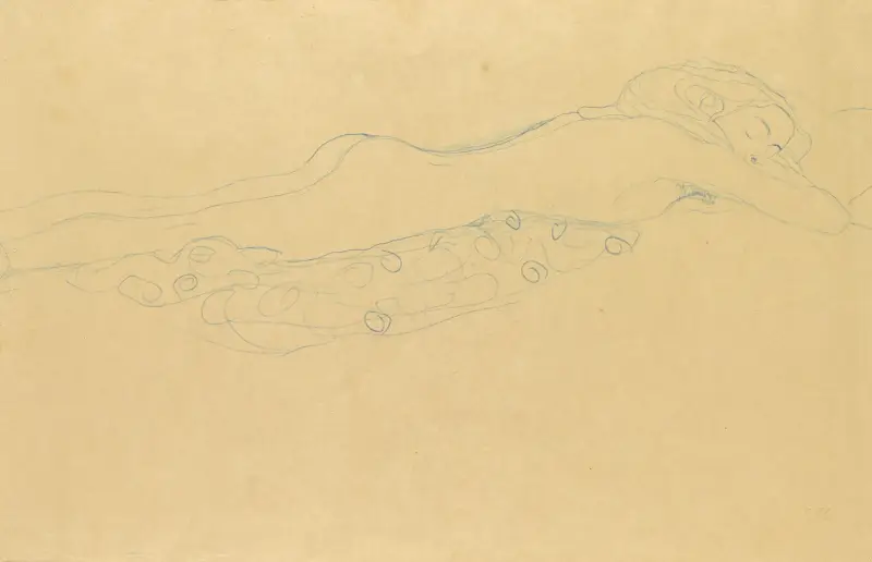 Skizze zu Wasserschlangen II av Gustav Klimt