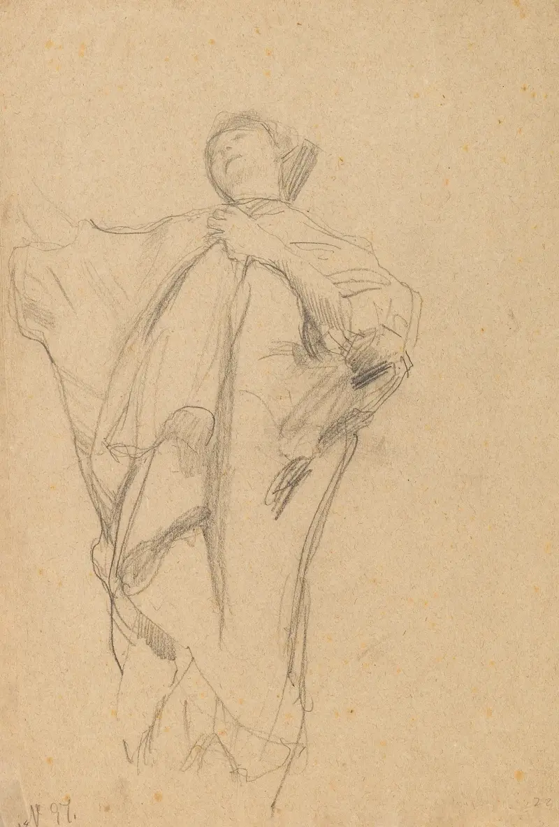 Standing woman with raised right arm av Gustav Klimt