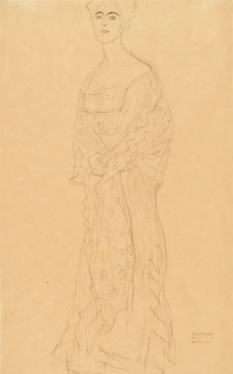 Stående framifrån med svag vridning åt vänster (Margaret Stonborough-Wittgenstein) av Gustav Klimt