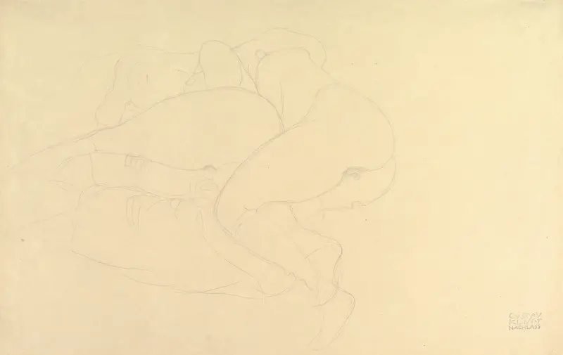 Two Women Friends Reclining av Gustav Klimt