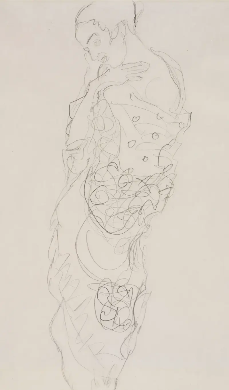 Woman in Kimono, left shoulder bare av Gustav Klimt