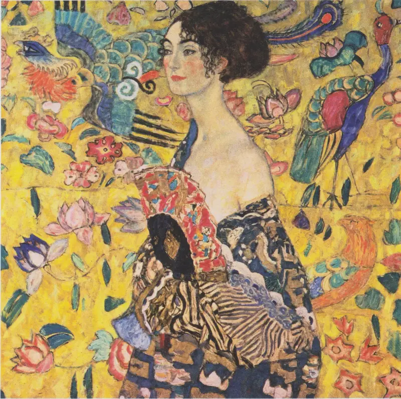 Woman with fan av Gustav Klimt