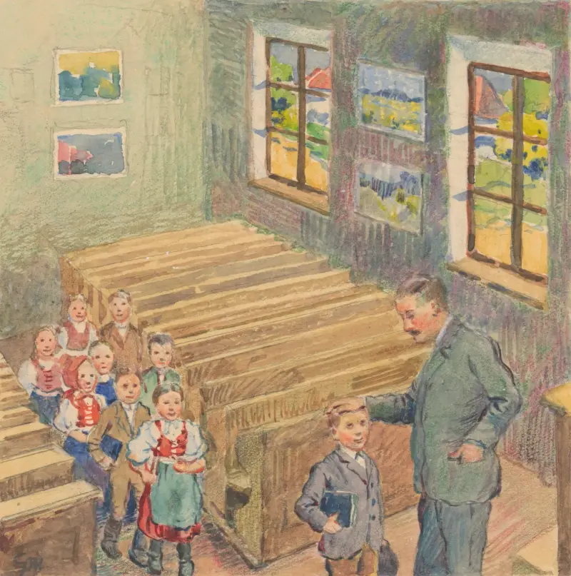 1. – Teacher with Children in a Class av Gustáv Mallý