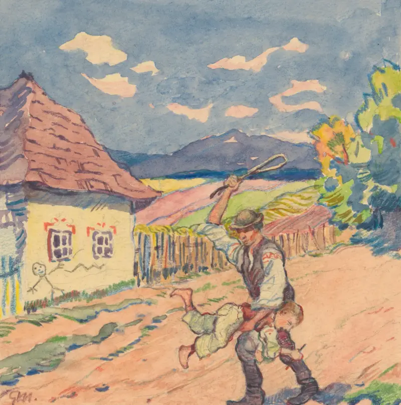 9. – Payment for Painting White-Limed Cottage av Gustáv Mallý