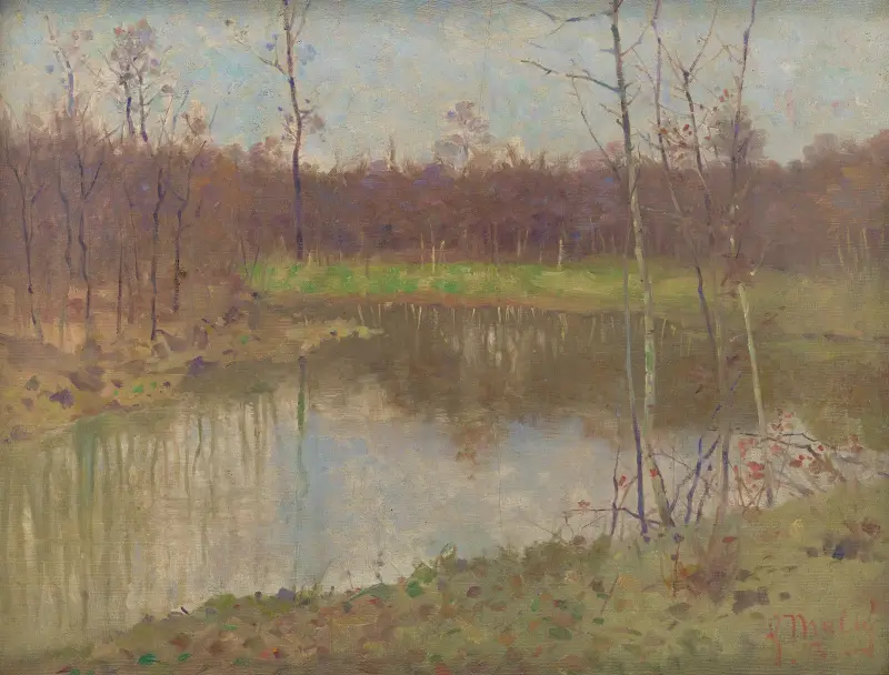 Landscape with a Fishpond von Gustáv Mallý