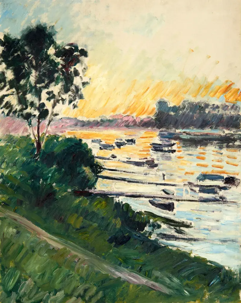 Bord de Seine, effet soleil couchant av Gustave Caillebotte