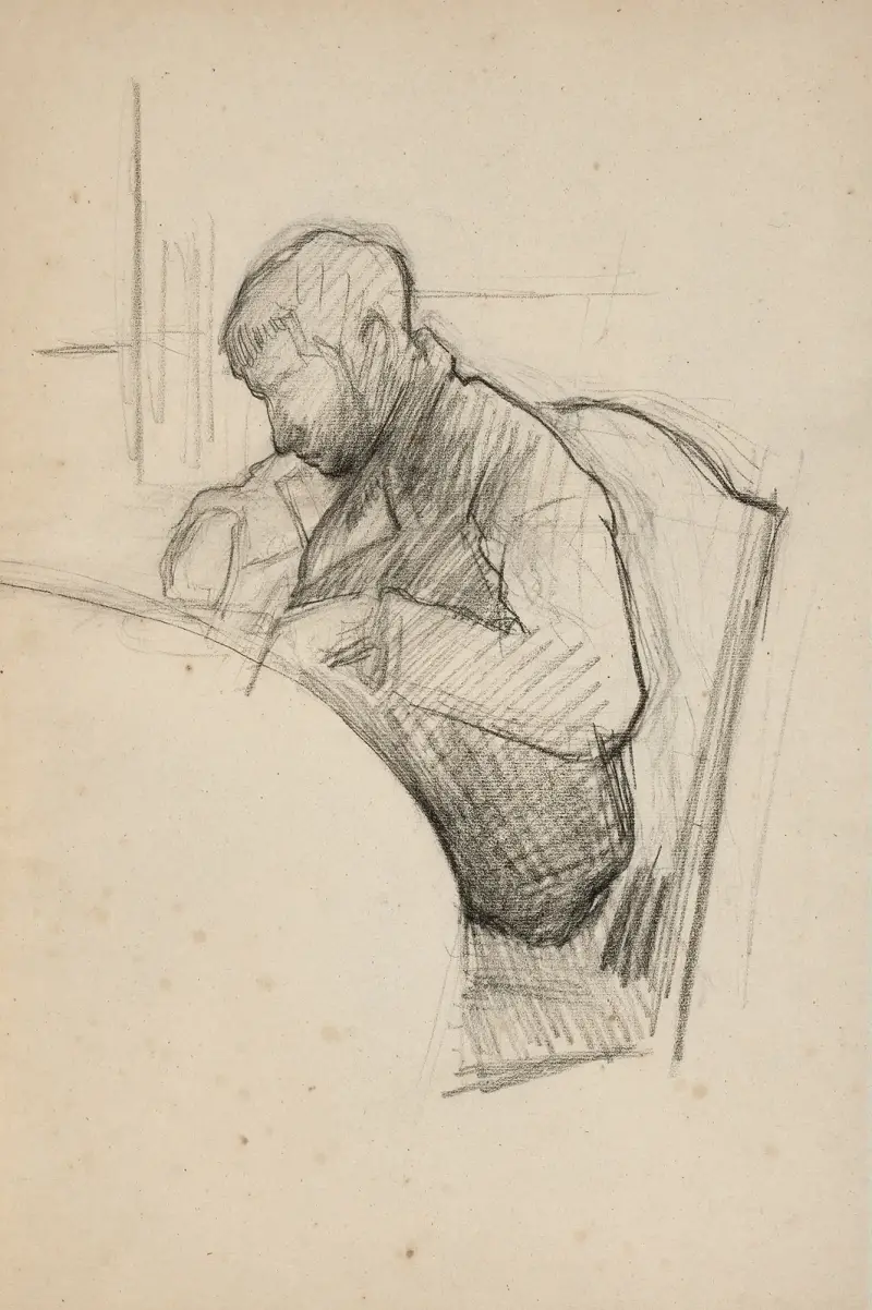 René Caillebotte à table, étude pour Le Déjeuner av Gustave Caillebotte