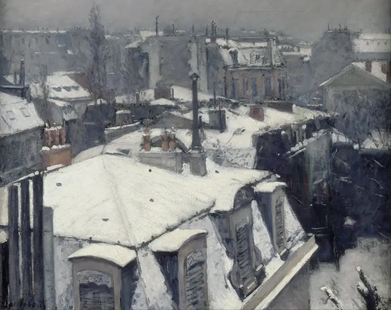 Střechy ve sněhu (sněhový efekt), Gustave Caillebotte