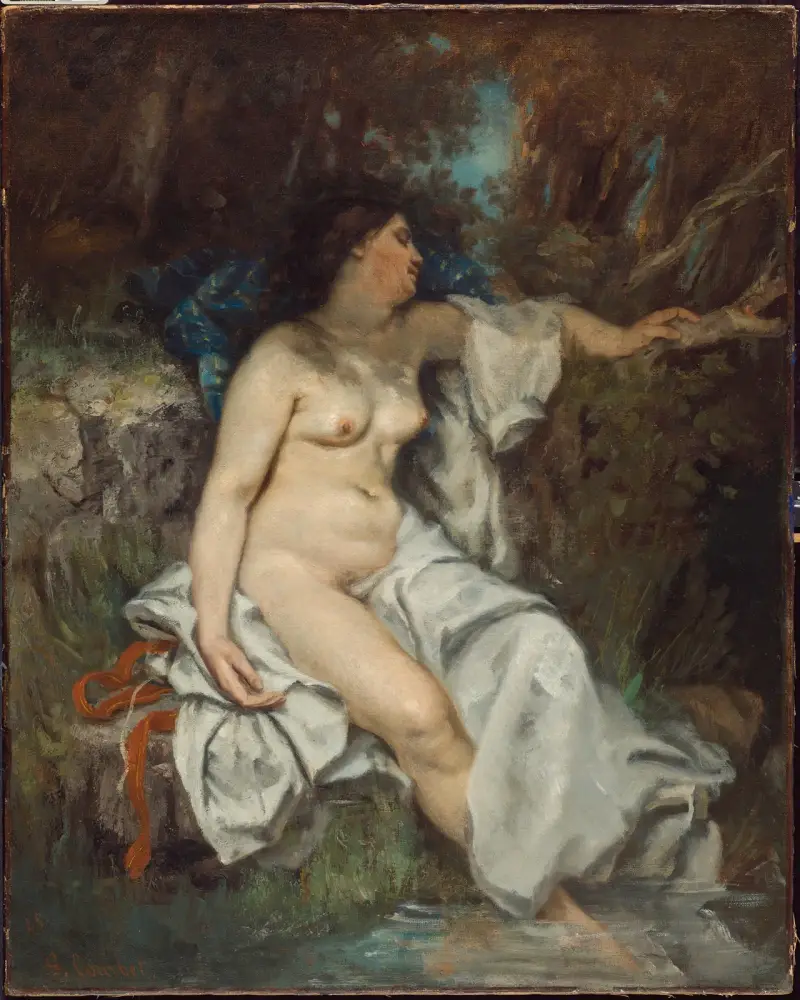 Bather Sleeping by a Brook av Gustave Courbet