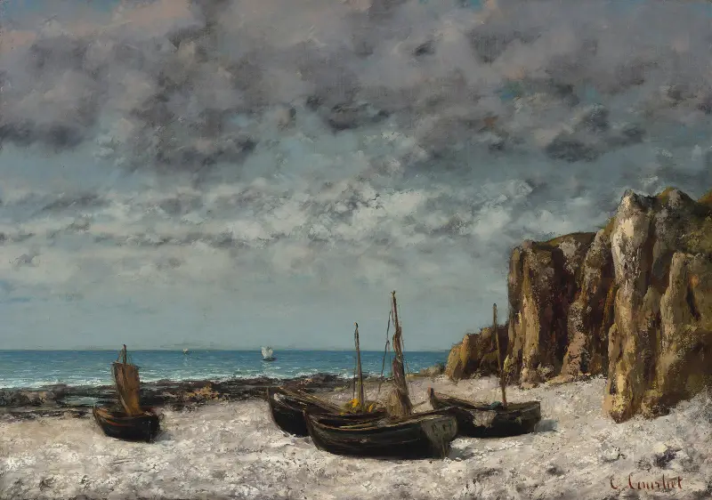 Boats on a Beach,Etretat av Gustave Courbet