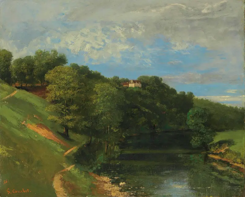 Château Au Bord De La Rivière av Gustave Courbet