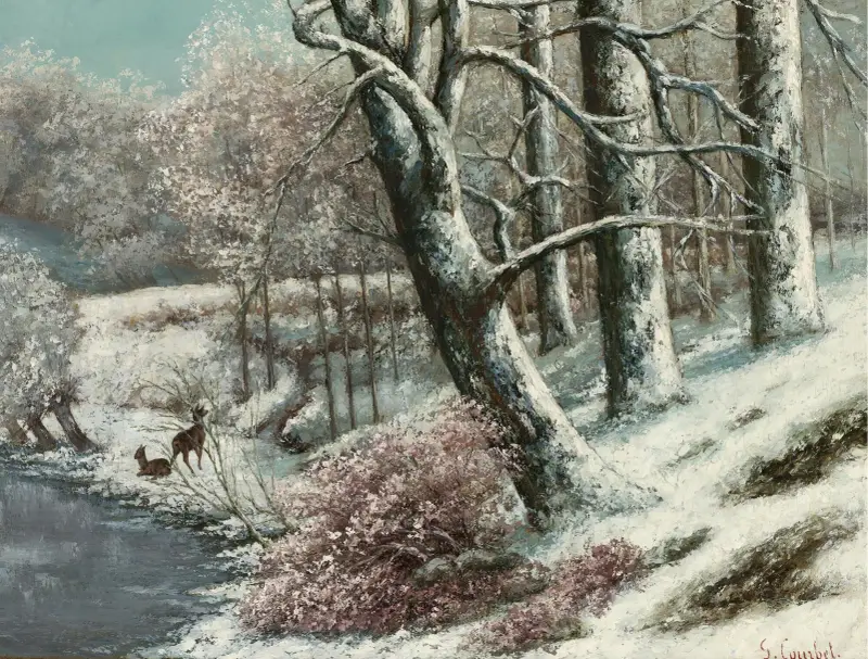 La Forêt En Hiver av Gustave Courbet