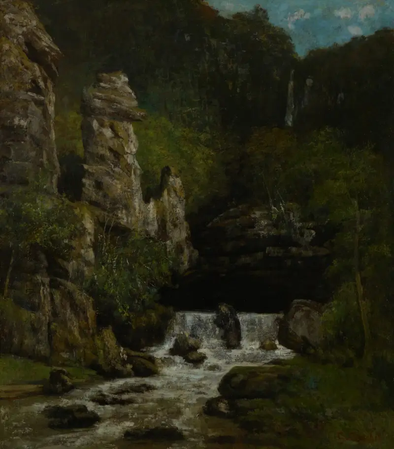 Landscape with a Waterfall av Gustave Courbet